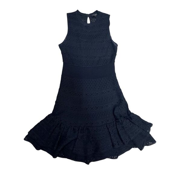 EUC Ted Baker Women's Black Lace Flared Knee Length Dress Size 2 - Picture 3 of 6